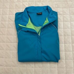 HIND Vibrant Teal Jacket with Lime Lining and silver reflectors size medium